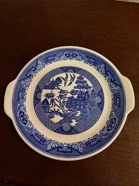 Vtg Royal China Blue Willow Ware 10.5" Handled Platter/Tray Serving Cake Plate